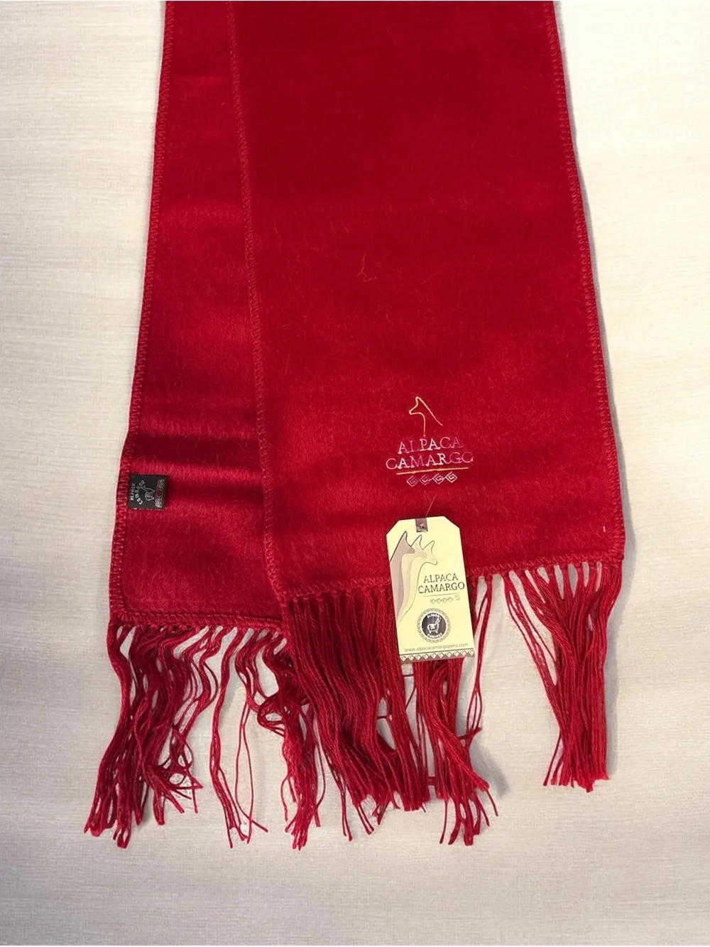 NWT Alpaca Camargo Burgundy Alpaca Wool Scarf Made in Peru Fringe Wrap